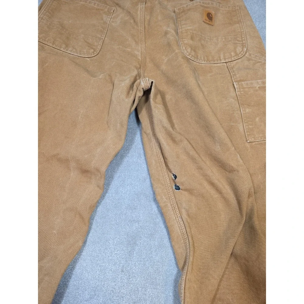 Carhartt Flannel Lined Carpenter Tan Pants Workwear B111-BRN Men's 40x32